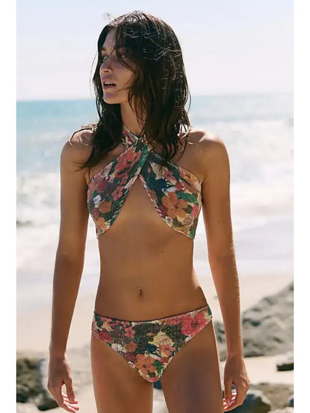 CLEONIE Paris Brief Bikini Bottoms in Lagoon Print NWT